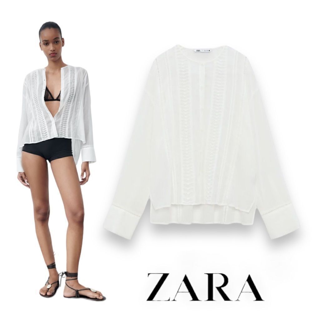 ZARA | White | ASYMMETRIC HEM BLOUSE